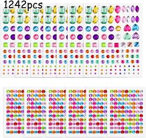 img 4 attached to Sparkling 1242 Pcs Rhinestone Sticker Gems: Assorted Sizes & Shapes, 14 Sheets - Perfect for Dazzling Decorations!