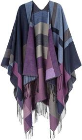 img 4 attached to 🧣 Stylish Women's Wrap Pashmina Poncho Cape with Tassels: Chic Wool-Like Shawl Perfect for Layering