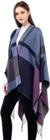 img 1 attached to 🧣 Stylish Women's Wrap Pashmina Poncho Cape with Tassels: Chic Wool-Like Shawl Perfect for Layering