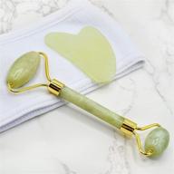 🌿 kkoch beauty gua sha & jade face roller set – face massager for glowing, anti-aging skin. helps reduce wrinkles & puffiness. made with 100% natural jade stone. includes spa headband. ideal skin care and gift for women logo