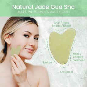 img 2 attached to 🌿 KKOCH BEAUTY Gua Sha & Jade Face Roller Set – Face Massager for Glowing, Anti-aging Skin. Helps Reduce Wrinkles & Puffiness. Made with 100% Natural Jade Stone. Includes Spa Headband. Ideal Skin Care and Gift for Women