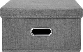 img 3 attached to 🗄️ ANMINY Large Gray Storage Boxes with Handles, Removable Lids, Foldable Design, PP Plastic Board, Lidded Cotton Linen Home Storage Cubes Bins Baskets, Ideal for Closet, Clothes, Toys Organization - Set of 3