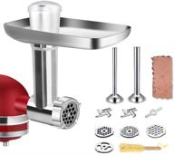 🔪 metal food grinder attachment for kitchenaid stand mixers - includes 2 sausage stuffer tubes, 3 grinding blades, and 3 grinding plates - meat processor accessories logo