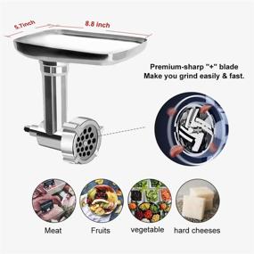 img 3 attached to 🔪 Metal Food Grinder Attachment for KitchenAid Stand Mixers - Includes 2 Sausage Stuffer Tubes, 3 Grinding Blades, and 3 Grinding Plates - Meat Processor Accessories