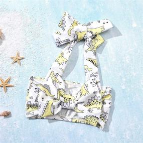 img 3 attached to 👶 Adorable 2Pcs Baby Girls Halter Bowknot Tube Top+Floral Short Bottoms Swimwear Set - Perfect for the Beach or Pool