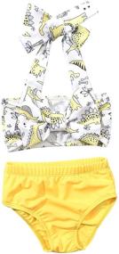 img 4 attached to 👶 Adorable 2Pcs Baby Girls Halter Bowknot Tube Top+Floral Short Bottoms Swimwear Set - Perfect for the Beach or Pool