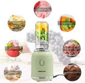 img 3 attached to 🥤 AOBMAXET Smoothie Blender Personal Blender with Recipe, Coffee Grinder, Portable Cup (18/20 Oz), 2 Stainless Steel Blade Cover, Professional Smoothie Maker for Shake, Spices, Fruit & Bean Coffee, 300W, Green