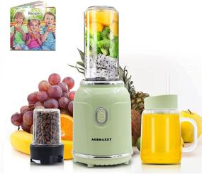 img 4 attached to 🥤 AOBMAXET Smoothie Blender Personal Blender with Recipe, Coffee Grinder, Portable Cup (18/20 Oz), 2 Stainless Steel Blade Cover, Professional Smoothie Maker for Shake, Spices, Fruit & Bean Coffee, 300W, Green