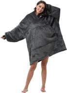 comfy sherpa oversized hoodie blanket sweatshirt: perfect 🎁 gift for men, women, teens, wife, and girlfriend – grey logo