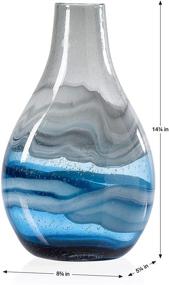 img 3 attached to 🔵 Поднимите свой декор с помощью вазы Torre & Tagus Andrea Hand Blown Swirl Glass Bulb - потрясающая синяя высокая ваза для гостиной и домашнего офиса