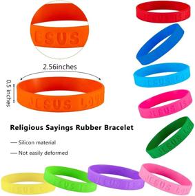 img 4 attached to 📿 Faithful Devotion: 60-Piece Religious Sayings Rubber Bracelet Collection for Religious Gifts or Trunk or Treat Events