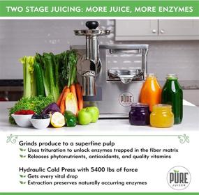 img 1 attached to 🥤 PURE Juicer: Two-Stage Masticating Juicer, Grinder, and Hydraulic Press for Ultimate Cold Press Juices - Green Juice, Pineapple Juice, Apple Juice, and Immune Booster Shots - Health in Your Hands Set