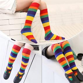 img 3 attached to Adorable Cartoon Animal Knee High Socks for Girls Aged 3-12 - 6 Pairs of Warm Cotton Long Tall Boot Socks