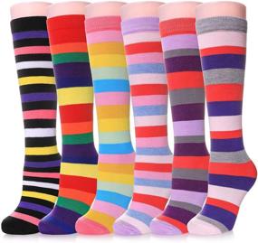 img 4 attached to Adorable Cartoon Animal Knee High Socks for Girls Aged 3-12 - 6 Pairs of Warm Cotton Long Tall Boot Socks