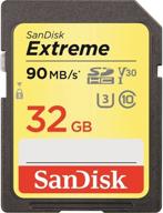 sandisk extreme 32 gb sdhc uhs-i flash memory card in black, red, white, yellow - high performance and reliability logo