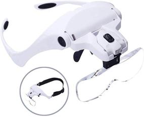 img 2 attached to Handsfree Headband Magnifier with LED Light - SOONHUA Head-Mounted Magnifying Glasses for Close Work and Jewelry Loupe Glasses with 5 Replaceable Lenses