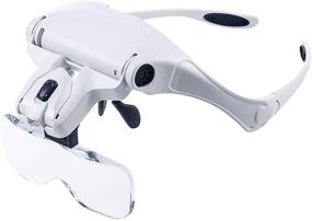 img 4 attached to Handsfree Headband Magnifier with LED Light - SOONHUA Head-Mounted Magnifying Glasses for Close Work and Jewelry Loupe Glasses with 5 Replaceable Lenses