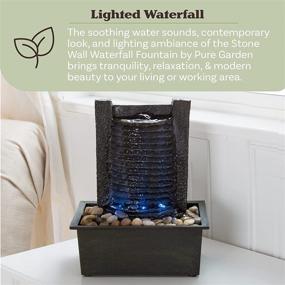 img 2 attached to Pure Garden Indoor Water Fountain With LED Lights - Tabletop Lighted Waterfall with Stone Wall, Soothing Sound for Office and Home Décor