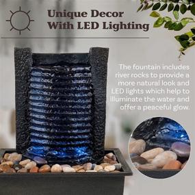 img 1 attached to Pure Garden Indoor Water Fountain With LED Lights - Tabletop Lighted Waterfall with Stone Wall, Soothing Sound for Office and Home Décor