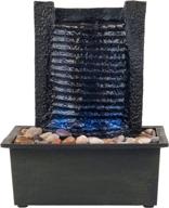 pure garden indoor water fountain with led lights - tabletop lighted waterfall with stone wall, soothing sound for office and home décor logo