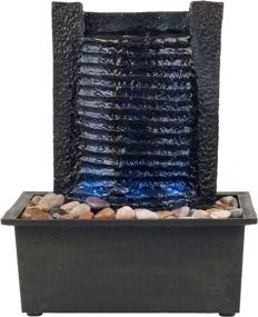 img 4 attached to Pure Garden Indoor Water Fountain With LED Lights - Tabletop Lighted Waterfall with Stone Wall, Soothing Sound for Office and Home Décor