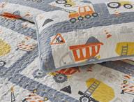 azore linen construction themed quilt bedding set for kids – white orange yellow grey soft microfiber bedspread coverlet (construction orange crane, twin) logo