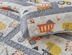 img 4 attached to AZORE LINEN Construction Themed Quilt Bedding Set for Kids – White Orange Yellow Grey Soft Microfiber Bedspread Coverlet (Construction Orange Crane, Twin)