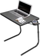 🍽️ table mate ii folding tables - portable tv tray table for eating & work with cup holder - black: convenient and versatile logo