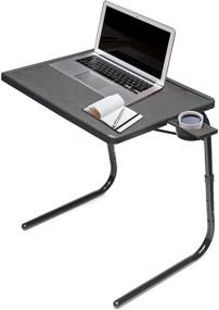 img 4 attached to 🍽️ Table Mate II Folding Tables - Portable TV Tray Table for Eating & Work with Cup Holder - Black: Convenient and Versatile