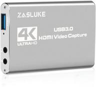 🎮 zasluke 4k hdmi игровая плата захвата с usb 3.0, выходом hdmi-петли и прямой трансляцией 1080p 60fps - идеально для ps4, nintendo switch, xbox one и xbox 360 (серебро) логотип