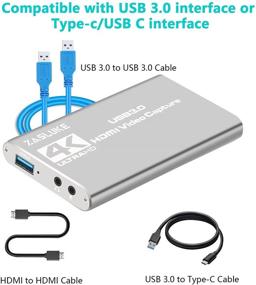 img 3 attached to 🎮 ZasLuke 4K HDMI игровая плата захвата с USB 3.0, выходом HDMI-петли и прямой трансляцией 1080P 60FPS - Идеально для PS4, Nintendo Switch, Xbox One и Xbox 360 (Серебро)