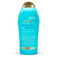 ogx radiant glow body wash: argan oil infused moisturizing gel for silky soft, hydrated skin – paraben-free, sulfate-free surfactants | 19.5 fl oz logo