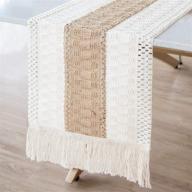 🌿 ourwarm macrame table runner: natural burlap & lace boho decor for wedding, bridal shower, home dining - 12x108 inch logo