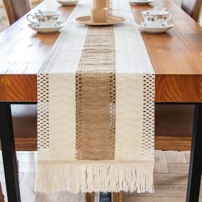 img 3 attached to 🌿 OurWarm Macrame Table Runner: Natural Burlap & Lace Boho Decor for Wedding, Bridal Shower, Home Dining - 12x108 Inch