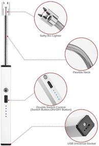 img 3 attached to Rechargeable USB Arc Lighter for Candle - Windproof Long Arc Lighter 360° Flexible Neck with LED Lights & Battery Display, Ideal for Kitchen, Household, Camping, BBQ, Firework - Black