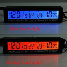 img 1 attached to 🚗 Multifunctional Car Auto Thermometer: Temperature, Voltmeter, and Clock with LCD Digital Display and Cigarette Lighter Charger