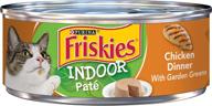 🐱 purina friskies indoor pate wet cat food - indoor chicken dinner with garden greens, 24 cans, 5.5 oz. logo