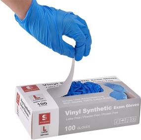 img 1 attached to 🧤 Schneider Vinyl Synthetic Exam Gloves: Latex-Free, Powder-Free, Blue Disposable Gloves for Medical, Food Prep, Cleaning (4mil)