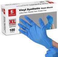 🧤 schneider vinyl synthetic exam gloves: latex-free, powder-free, blue disposable gloves for medical, food prep, cleaning (4mil) logo
