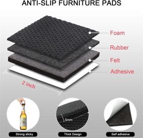 img 3 attached to 🛋️ 24 pcs Non Slip Furniture Pads - 2’’ Furniture Grippers for Legs, Self Adhesive Rubber Feet, Anti Slide Hardwood Floor Protectors, Couch Stoppers