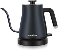 ☕ stariver electric gooseneck kettle, 1.2l stainless steel water kettle for coffee &amp; tea, fast heating with auto-shut off and boil-dry protection, dark blue logo