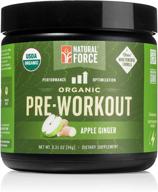 🍏 natural force organic pre workout powder – apple ginger flavor | gluten free, non-gmo superfood formula with adaptogens | best all natural and organic pre-workout supplement | 3-stage power blend | 3.31 ounce logo