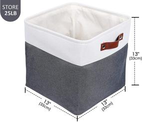img 2 attached to 🗄️ Light Grey and White Fabric Foldable Storage Bins - 3 Pack 13x13x13 with Handles for Home Office Shelf, Clothes, Toys - Collapsible Storage Basket Cube by WANMEI