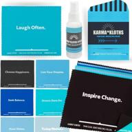 🧼 optimized premium microfiber cleaning cloths set with sprayer bottle + inspirational messaging - effective cleaner for cell phones, eyeglasses, tablets, lcd screens - 8 color cloths, 6x7 inches logo