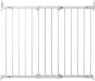 🔒 kidco angle mount metal safeway gate: adjustable white (metal) baby & pet gate, top of stairs, hinge & latch side, hardware mounted logo