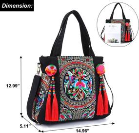 img 1 attached to 👜 Canvas Handbag Crossbody Shoulder Tote Bag with Embroidered Tassels