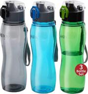 🚴 milton kids water bottle 3 pack: 25 oz sports bottle for men, women, kid - wide mouth with strap carry handle for bike gym running cycling (rock set) - multi color triton design логотип