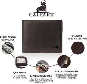 img 3 attached to 👔 CALFART Leather Bifold Wallets with Windows: The Stylish Men's Accessory for Wallets, Card Cases & Money Organizers