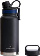 🌫️ 32oz grandties stainless steel water bottle – wide mouth insulated sports canteen, reusable metal water bottles for men and women – midnight black, coldest travel water bottle logo