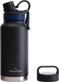 img 4 attached to 🌫️ 32oz GrandTies Stainless Steel Water Bottle – Wide Mouth Insulated Sports Canteen, Reusable Metal Water Bottles for Men and Women – Midnight Black, Coldest Travel Water Bottle